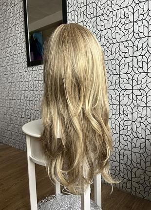 Парик накладка блонд песочный, трессы, накладные волосы