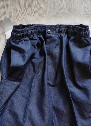 Синие тонкие джинсы брюки штаны на резинке стрейч высокая талия посадка батал джоггеры6 фото