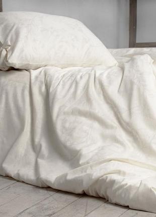 Комплект постельного белья евро crema на завязках с натурального сатин 150х210 см