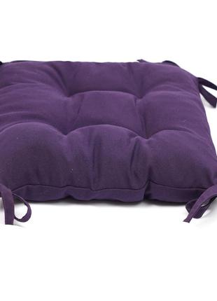 Подушка на стул, садовое кресло. табурет 35х35х8 фиолетовый с  завязками2 фото