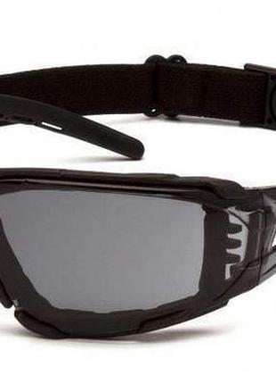 Очки защитные с уплотнителем pyramex fyxate (gray) anti-fog, черные