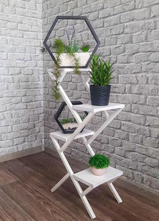 Підставка для квітів та декору "фіона" 815х400х250 мм полиці білі