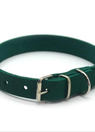 Нашийник для собак шкіряний з тисненням от лапка м'ятний от лапка 1,8/28-36 см