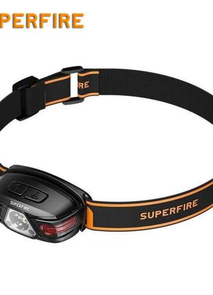 Фонарь налобный аккумуляторный hl63 superfire 450 lumen ip44
