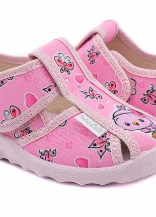 Тапочки на липучках для девочек waldi 360-404/21 розовый 21 размер