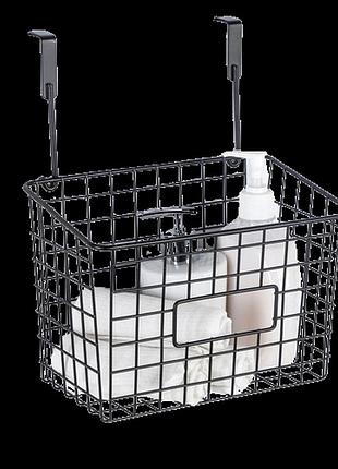 Корзина подвесная на дверь металл чёрная