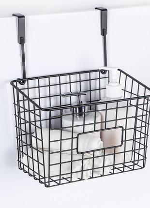 Корзина подвесная на дверь металл чёрная