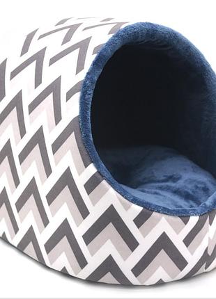 Будка для котов и собак ложе синяя №2 41х42х37 см
