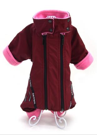 Комбинезон для собак флис бордовый. 5