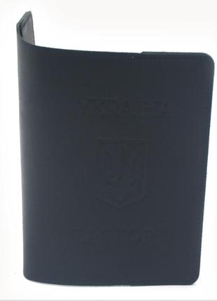 Обкладинка для документів шкіра крейзі паспорт україна чорна 5186-ч