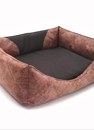 Лежак для котов и собак фокс прямоугольный коричневый №3 50х65х23 см