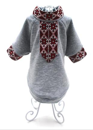 Рубашка вышиванка для собак серая 1