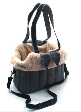 Сумка-лежак для кошек и малых собак омфорт m №2 48х25х35 см серая