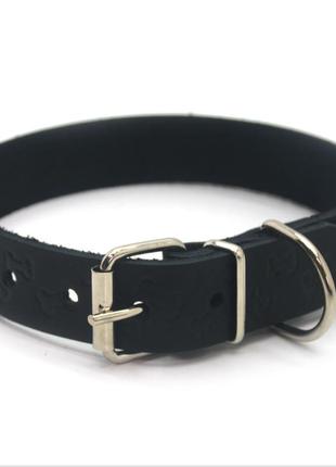Ошейник для собак кожаный тисненный от косточка черний от косточка 2,5/36-46 см