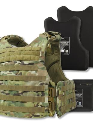Бронежилет militex modular x-1 з балістичним пакетом, клас захисту 1 (розширена зона захисту) multicam