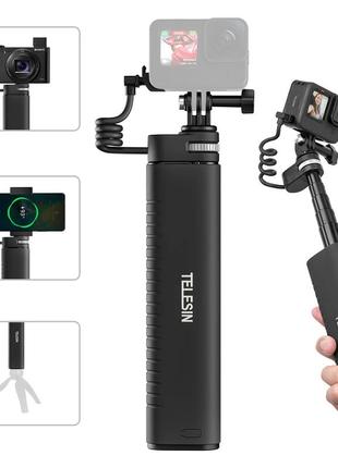 Ручка повербанк монопод для gopro 11/10/9 телефону камери 10000 маг type-c qc/pd3.0 telesin te-css-001