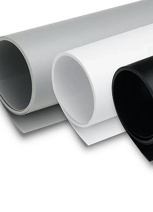 Набор 3 пвх фона 68x130 см для предметной съемки белый, черный, серый puluz