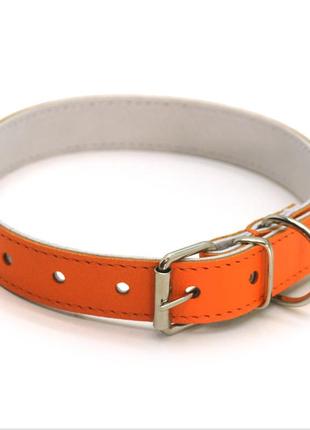 Нашийник для собак zoo-hunt шкіряний подвійний од барви помаранчевий од барви 1,8/28-36 см