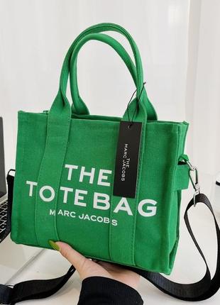 Marc jacobs the medium tote bag зелена текстильна жіноча сумка з принтом.1 фото