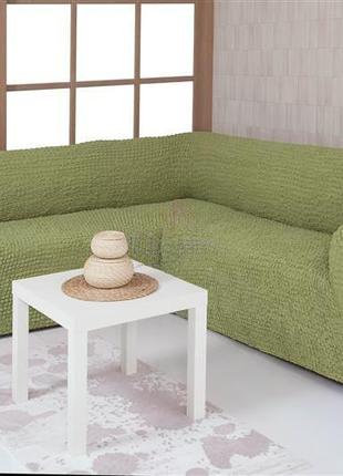 Чехол на угловой диван без оборки venera 08-228 оливка(ps)