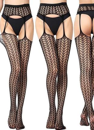 Чулки черные с узором style 7