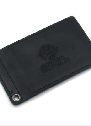 Обкладинка для водійських документів opel шкіра крейзі 1058 чорна