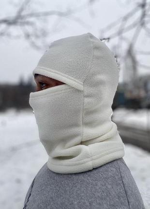 Флісова балаклава біла