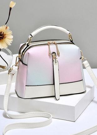 Жіноча модна сумка на плече райдужна різнобарвна