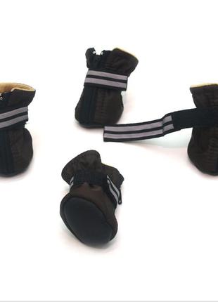 Ботиночки для собак и кошек мех коричневые 15