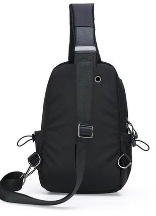 Мужской рюкзак сумка на грудь большая черная(ps)