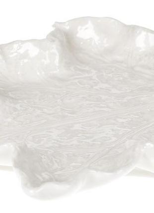 Тарілка-блюдо feuille "кленовий лист" 20см daymart   керамічна біла2 фото