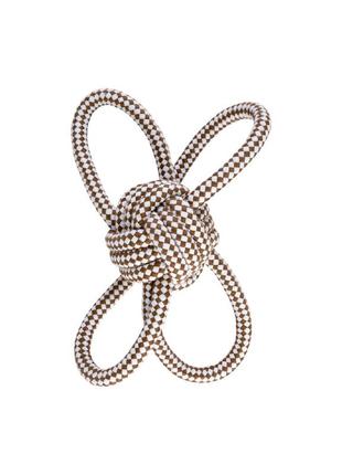 Мотузкова іграшка для собак м'ячик з петлями коричневий zoofari