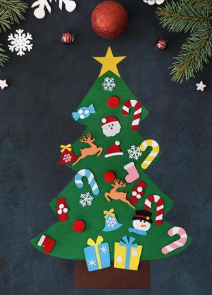 Фетровая новогодняя ёлка на стену с набором игрушек (16 шт) magic christmas