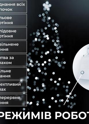 Гірлянда нитка світлодіодна garlandopro 400 led лампочок 18м 8 режимів лед гірлянда білий4 фото