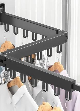 Настенная раскладная вешалка сушилка для одежды из алюминиевого сплава для балкона, 3...