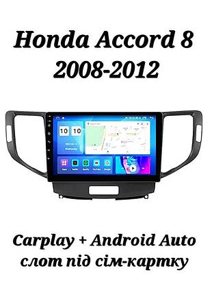 Магнітола android honda accord 8, 2/32, 8 ядер, carplay, слот під сім-картку + рамка!