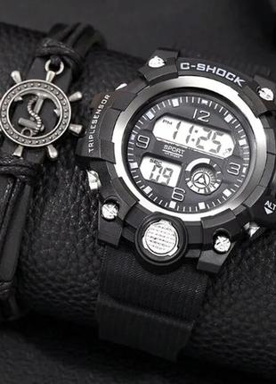 Стильний чоловічий спортивний годинник + кожаний браслет