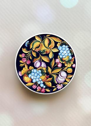 Держатель для смартфона / планшета попсокет popsocket белый :: узор фрукты (принт 4_7)