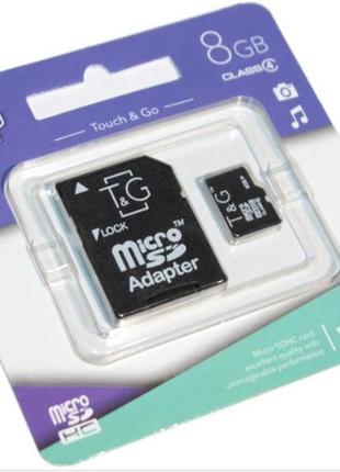 Карта памяти 8gb microsdhc class 10 с адаптером sd t&g