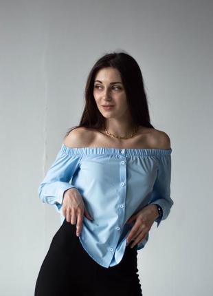Блуза небесно-голубого цвета с удобной резинкой, размер xs4 фото