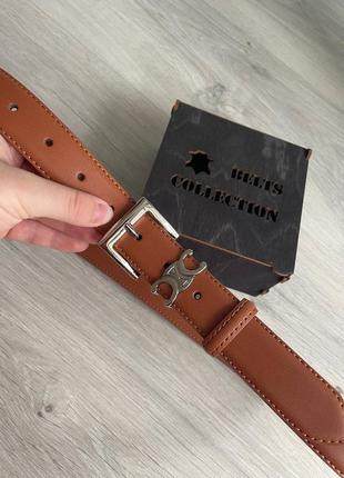 Женский ремень рыжий китай 3см черная кожа + коробка, ремень кожаный серебро коричневый ремень джинсы брюки пояс из кожи в стиле celine сельниц