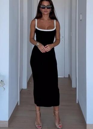Плаття жіноче міді, літнє, на бретелях, чорне