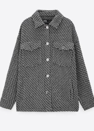 Твидовая рубашка-жакет оверсайз от zara