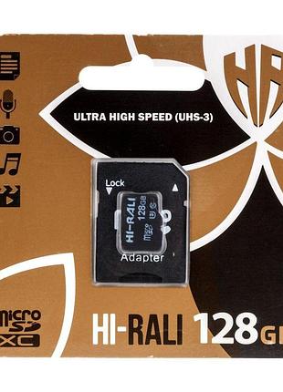 Карта памяти с адаптером hi-rali micro sdxc 128gb uhs-3 class 10 черный