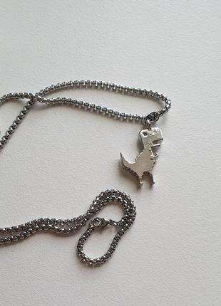 Кулон динозавр на цепочке, дино 404, уценка