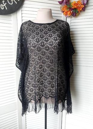 Накидка парео туника на купальник черная ажурная marks&spencer
