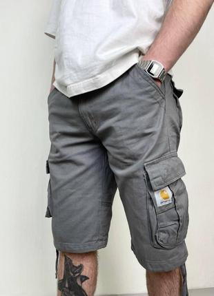 Шорти  carhartt карго стильні та практичні з боковими кишенями чоловічі чорні та сірі