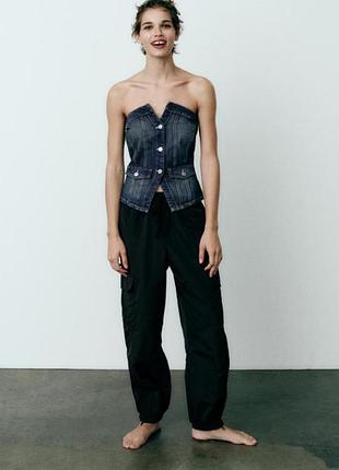 Джинсовый топ корсет zara
