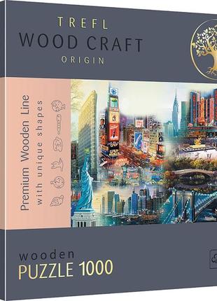 Пазли фігурні з дерева 1000 елм. "колаж - нью-йорк"