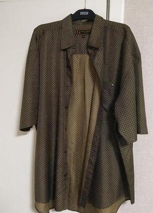 Full gold spain 100%/шелковая рубашка мужского свободного кроя, большого размера